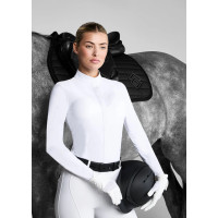 Турнірна блузка жіноча з довгим рукавом Premium White від Aztec Diamond Equestrian Турнірна блузка жіноча з довгим рукавом Premium White від Aztec Diamond Equestrian