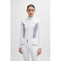 Турнірна блузка жіноча з довгим рукавом Emma Houndstooth Grey від BOSS Equestrian Турнірна блузка жіноча з довгим рукавом Emma Houndstooth Grey від BOSS Equestrian